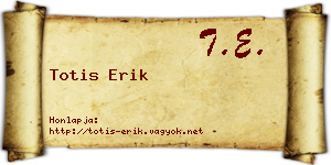 Totis Erik névjegykártya